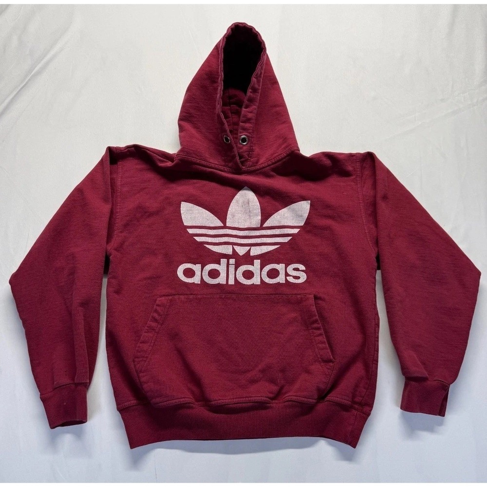 Adidas Originals Trefoil Hoodie Youth Medium Maroon Cotton Graphic‎ Logo
